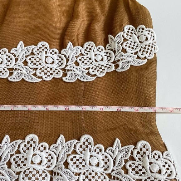 Givenchy Light Brown & White Lace Silk Dress w/Bow - Picture 10 of 16